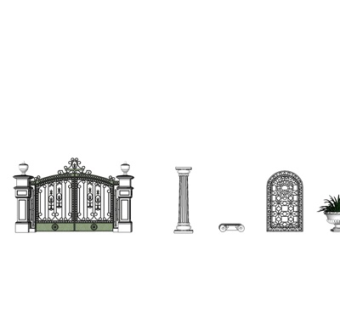 欧式铁艺大门su模型