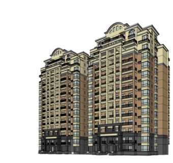 欧式高层公寓楼su模型
