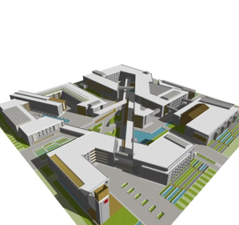 现代办公楼规划su模型