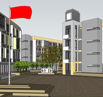 现代办公楼su模型