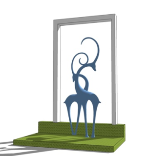 现代鹿雕塑小品su模型