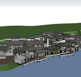 新中式建筑规划su模型