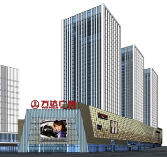 现代沿街商业建筑su模型