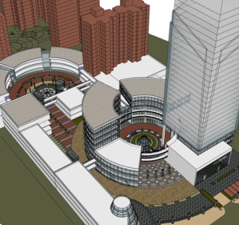 现代办公楼规划su模型