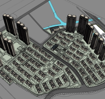现代公寓楼规划su模型
