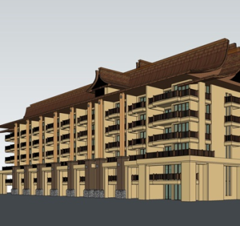 新中式公寓楼su模型