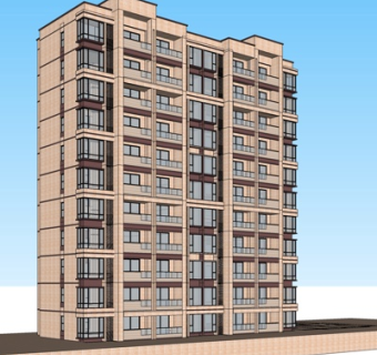 现代公寓楼规划su模型