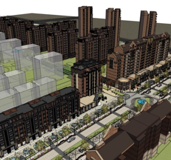 欧式公寓楼规划su模型