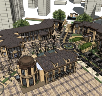 欧式沿街商业建筑su模型