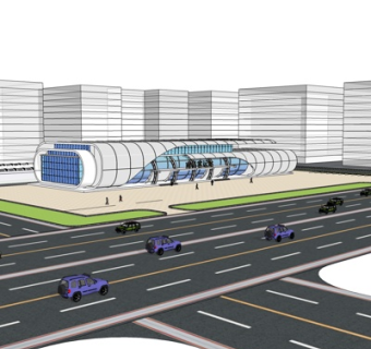 现代汽车客运站su模型