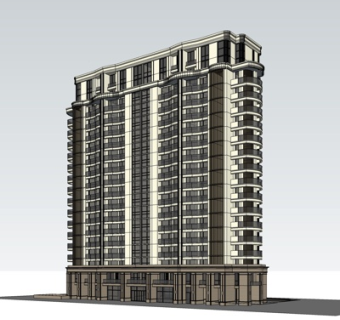 欧式高层公寓楼su模型