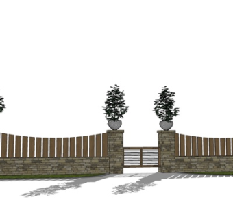 现代围栏su模型