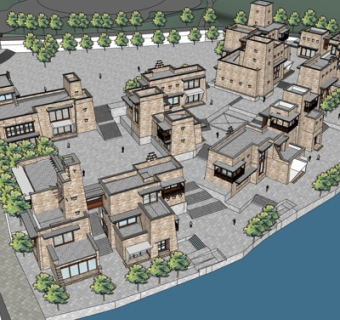 新中式别墅规划su模型