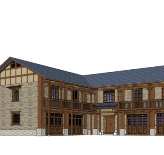 新中式旅社su模型