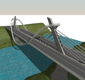现代跨河大桥su模型