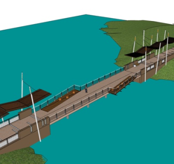 现代跨河大桥su模型