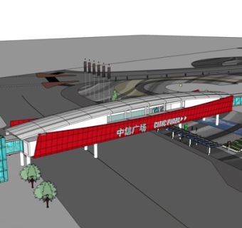 现代人行天桥su模型