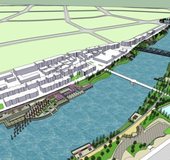 现代沿河建筑规划su模型