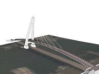 现代跨河大桥su模型