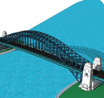 现代跨河大桥su模型