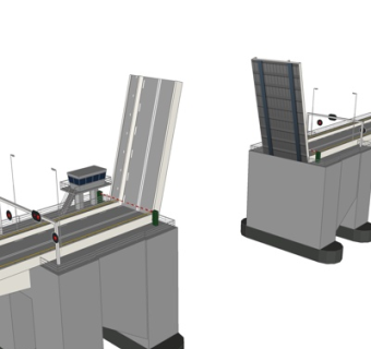 现代跨河大桥su模型