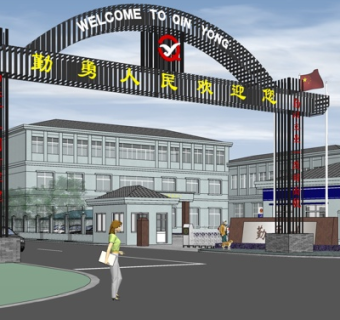 新中式门头构件su模型