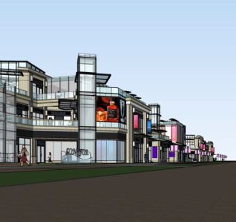 现代沿街商业建筑su模型