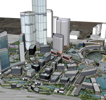 现代办公楼规划su模型