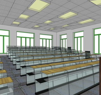 现代教室su模型