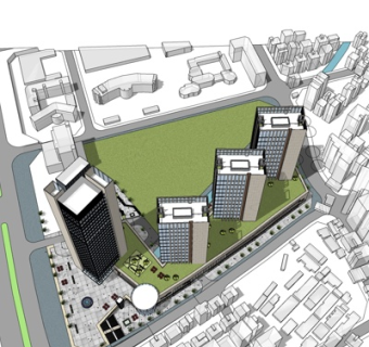 现代办公楼规划su模型