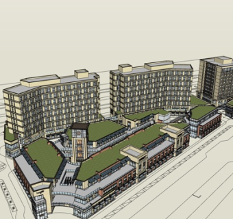 现代商业街su模型