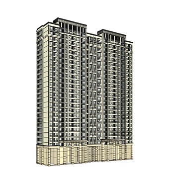 新古典高层公寓楼su模型