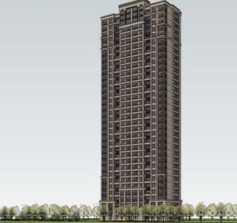 新古典高层公寓楼su模型