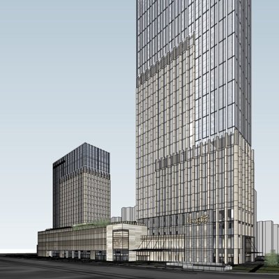 现代沿街商业建筑su模型