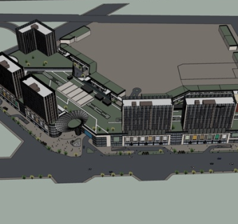 现代沿街商业建筑su模型