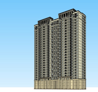 新古典高层公寓楼su模型