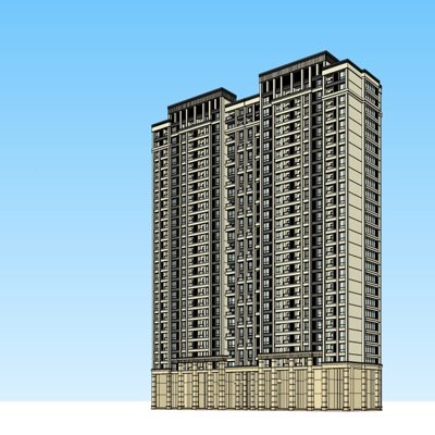 新古典高层公寓楼su模型