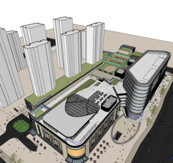 现代办公楼规划su模型