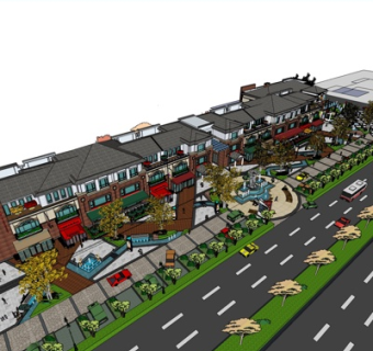 欧式沿街商业建筑su模型