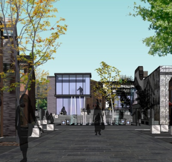 新中式商业街su模型