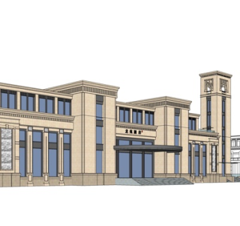 新古典商业会所su模型