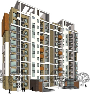 现代公寓楼su模型