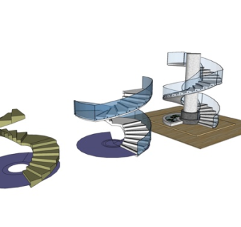 现代环形楼梯su模型