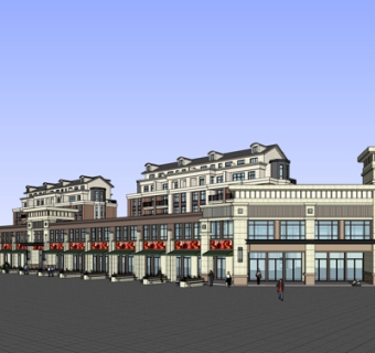 新古典沿街商业建筑su模型