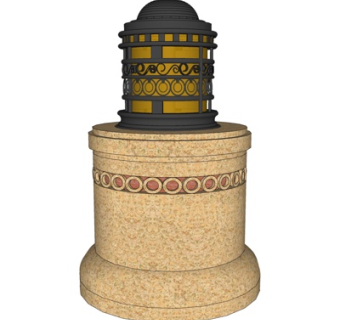 新中式草坪灯su模型