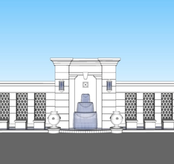 欧式景观墙su模型