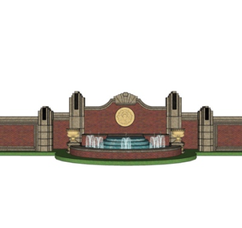 新古典景观墙su模型