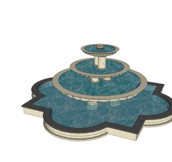 欧式水池景观小品su模型