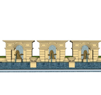 欧式景观墙su模型