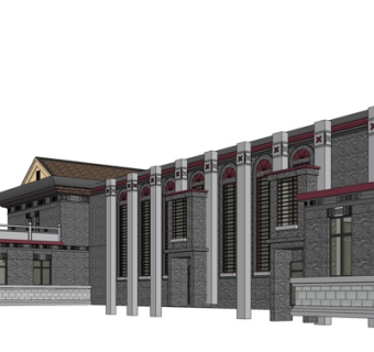 新中式酒店su模型